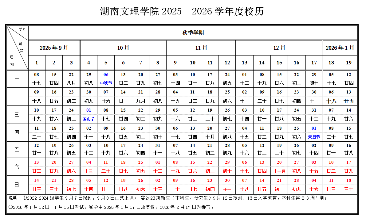 湖南文理学院2025新生开学时间及入学须知