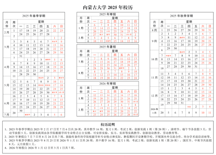 2025内蒙古大学开学时间