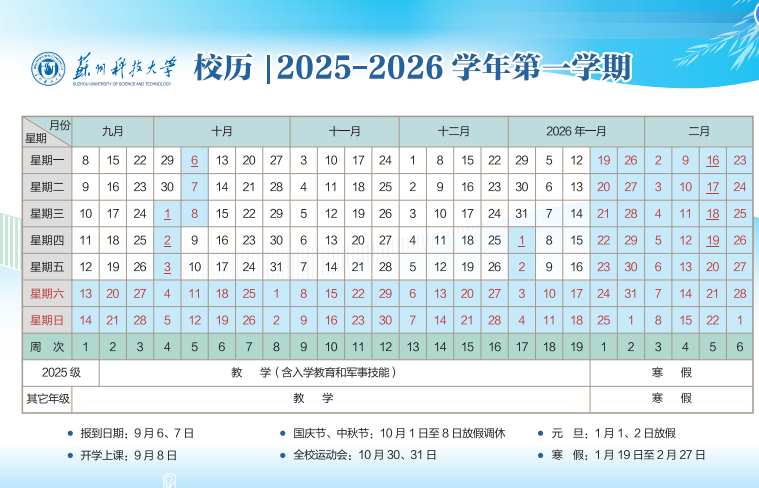 2025苏州科技大学开学时间