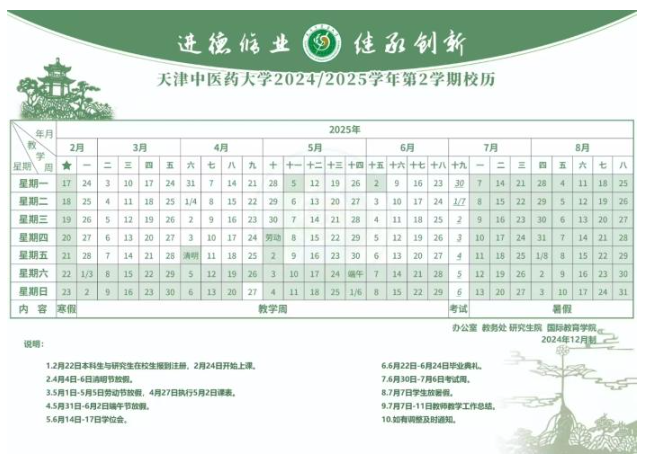 2025天津中医药大学开学时间 2025天津中医药大学开学时间