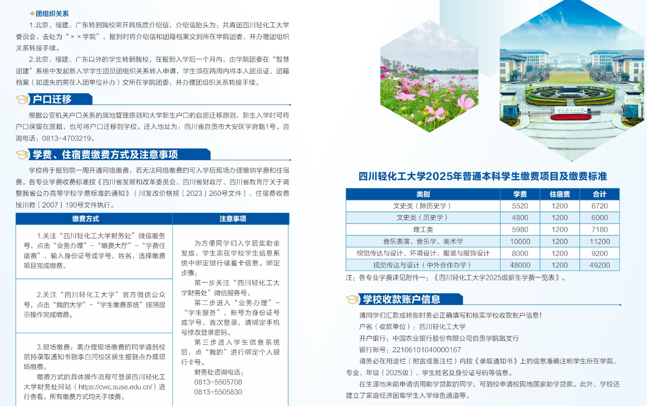 四川轻化工大学2025新生开学时间及入学须知