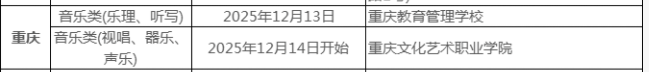 2026重庆音乐类统考考试时间安排 2026重庆音乐类统考考试时间安排