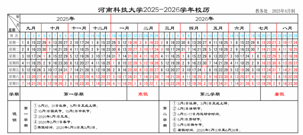 2026河南科技大学寒假放假时间及开学时间 2026河南科技大学寒假放假时间及开学时间