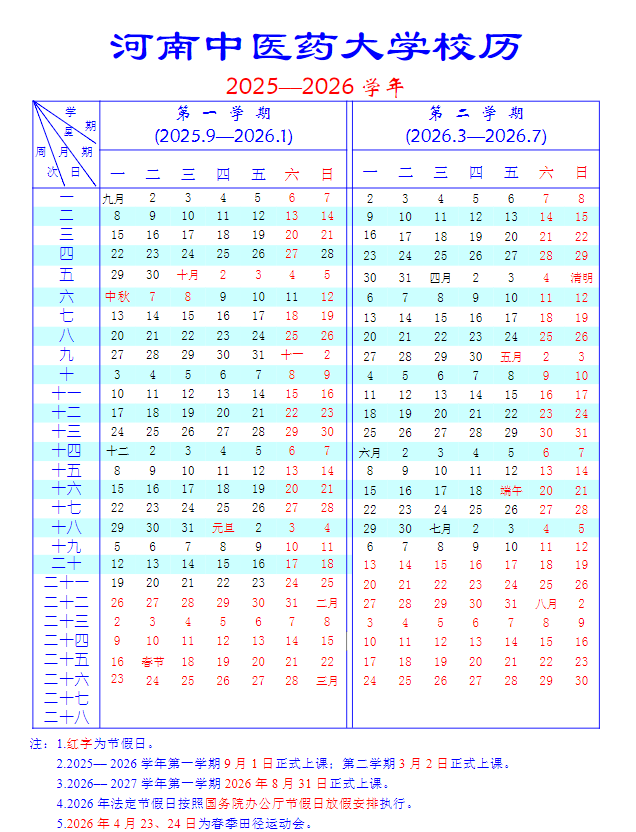2026河南中医药大学寒假放假时间及开学时间