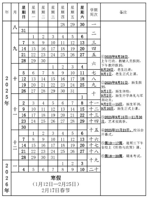 2026星海音乐学院寒假及开学时间