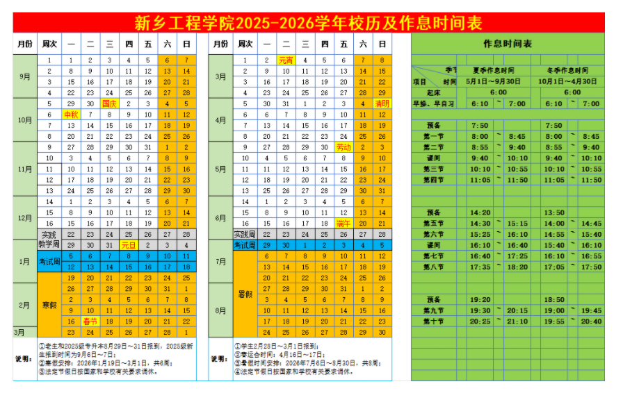 2026新乡工程学院寒假放假时间及开学时间