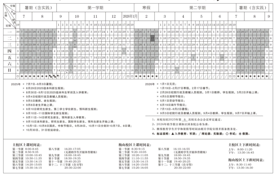 2026宁波大学寒假放假时间及开学时间
