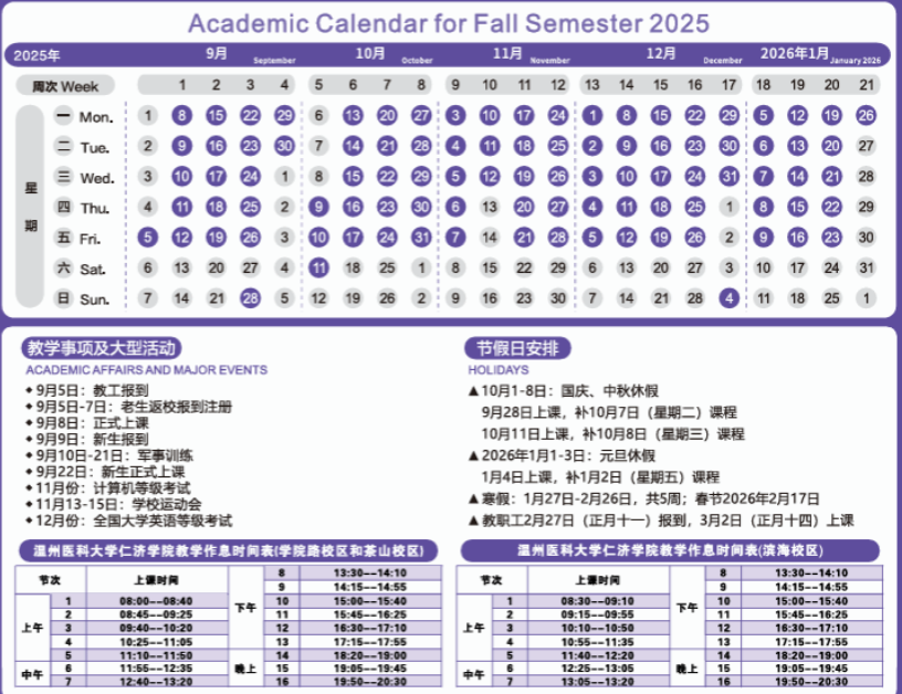 2026温州医科大学仁济学院寒假放假时间及开学时间
