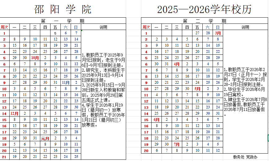 2026邵阳学院寒假及开学时间 2026邵阳学院寒假及开学时间