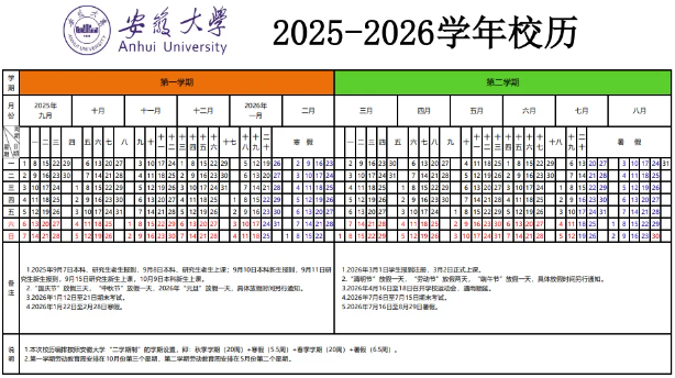 2026安徽大学寒假时间及开学时间 2026安徽大学寒假时间及开学时间