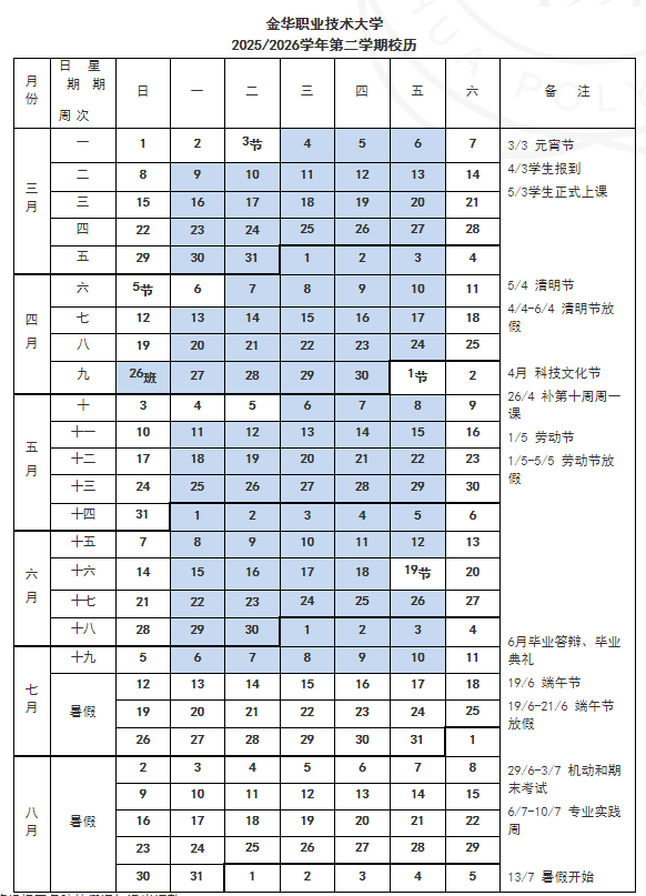 2026金华职业技术大学寒假放假时间及开学时间 2026金华职业技术大学寒假放假时间及开学时间