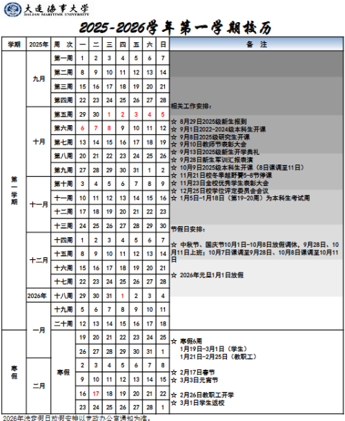 2026大连海事大学寒假及开学时间 2026大连海事大学寒假及开学时间