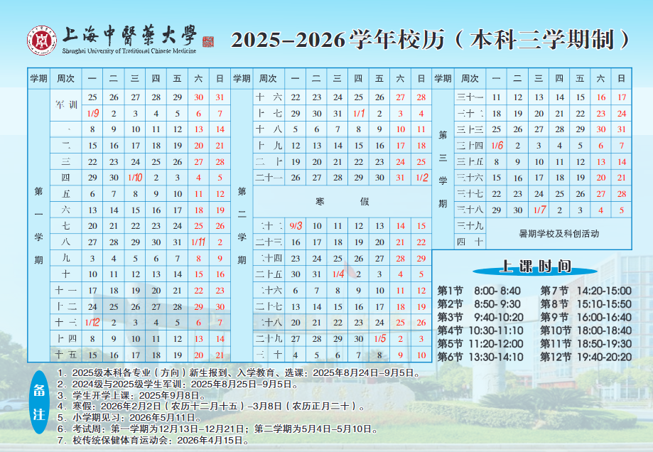 2026上海中医药大学寒假放假时间及开学时间