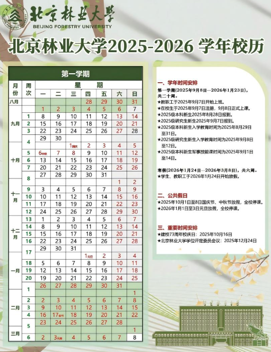 2026北京林业大学寒假及开学时间