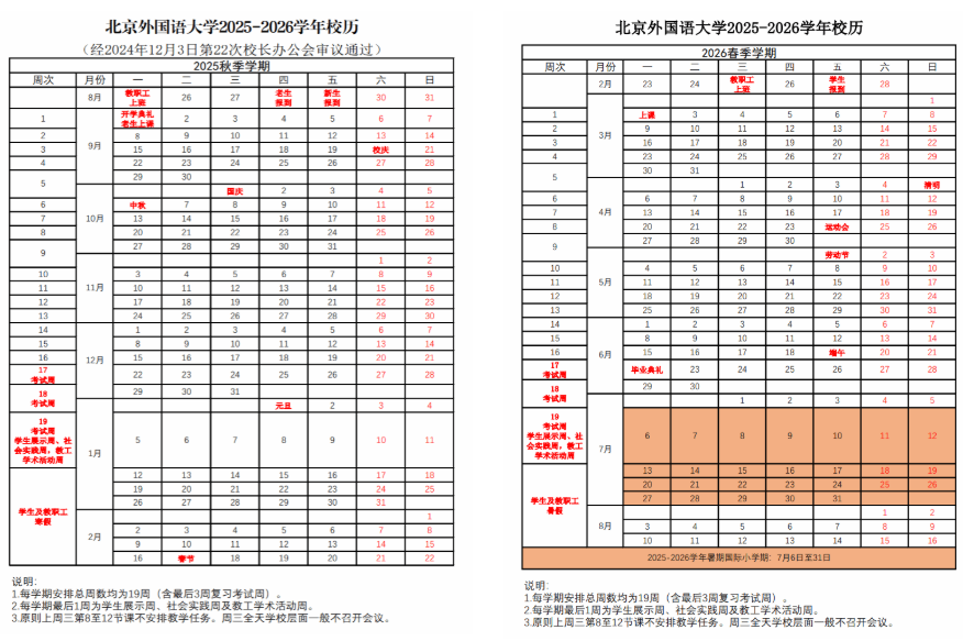 2026北京外国语大学寒假及开学时间