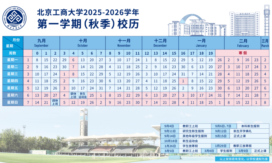 2026北京工商大学寒假及开学时间