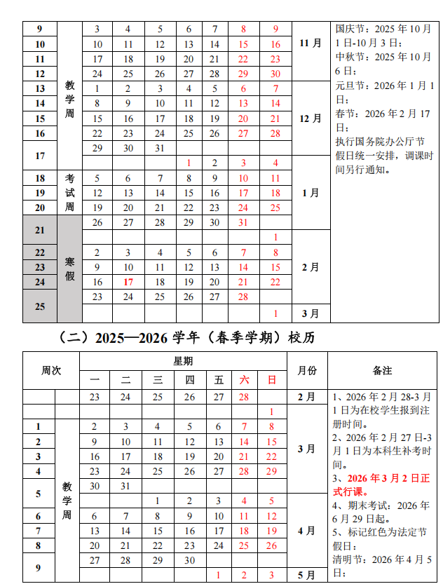 2026电子科技大学寒假放假时间及开学时间
