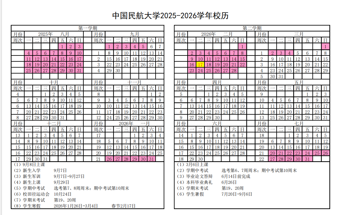 2026中国民用航空飞行学院寒假放假时间及开学时间