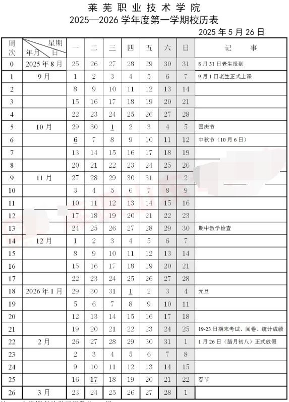 2026莱芜职业技术学院寒假时间及开学时间 寒假什么时候放.png
