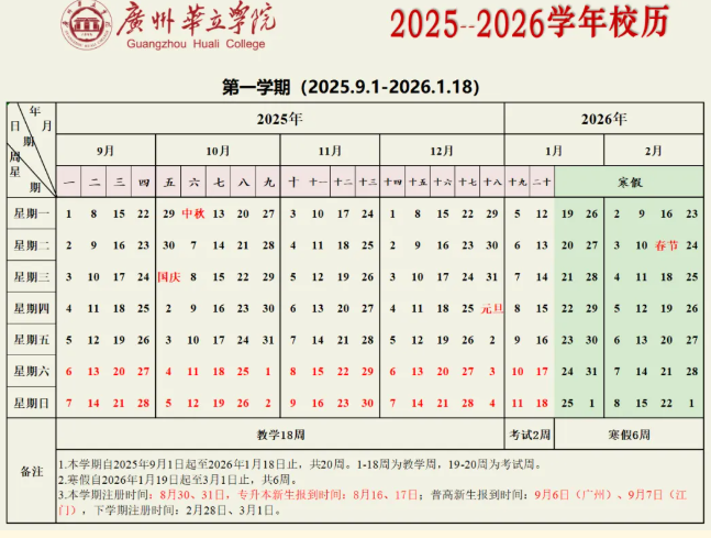 2026广州华立学院寒假及开学时间