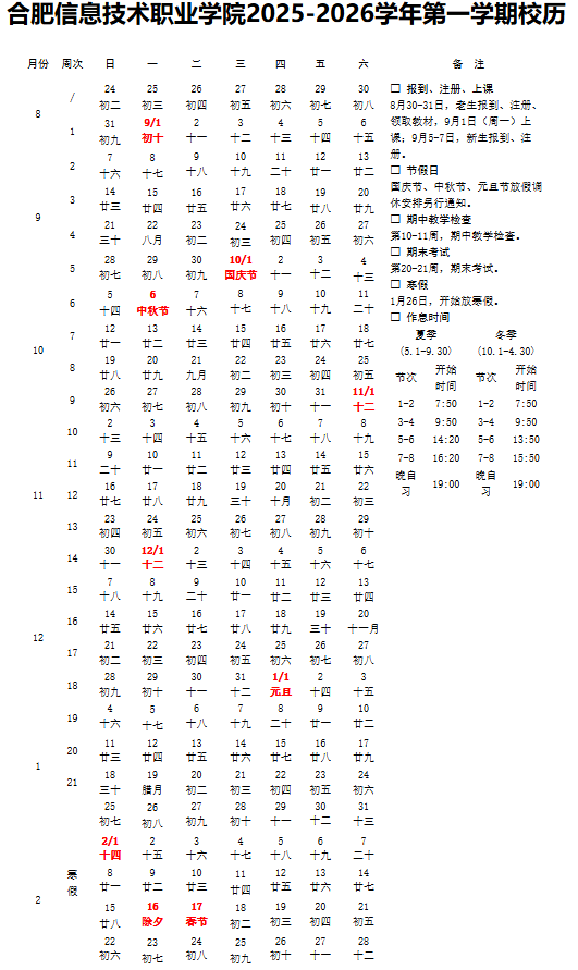 2026合肥信息技术职业学院寒假时间及开学时间 寒假什么时候放.png