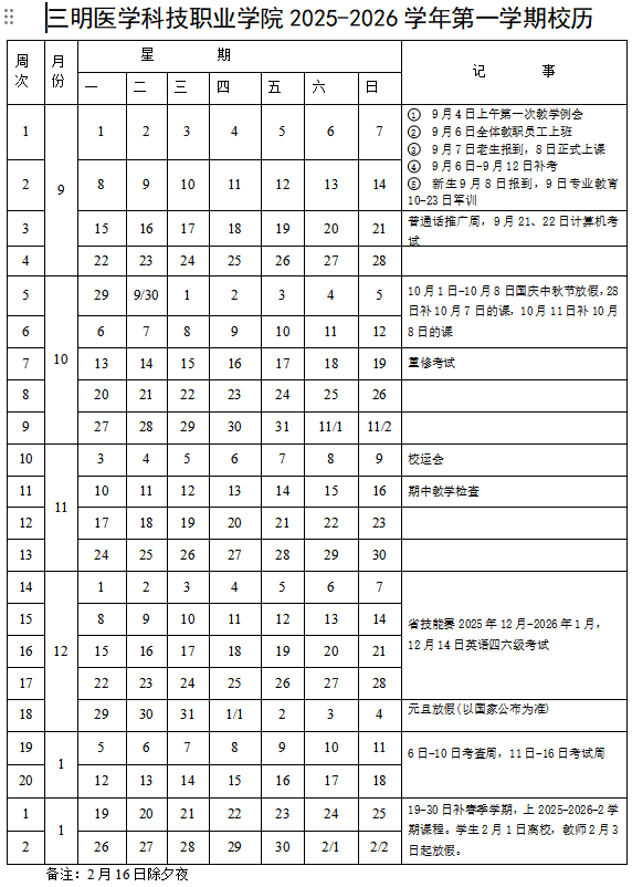 2026三明医学科技职业学院寒假时间及开学时间 寒假什么时候放.png