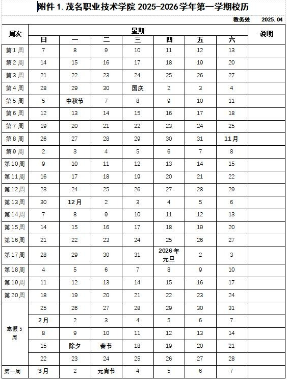 2026茂名职业技术学院寒假及开学时间 2026茂名职业技术学院寒假及开学时间