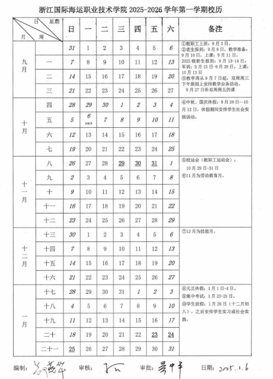 2026浙江国际海运职业技术学院寒假放假时间及开学时间