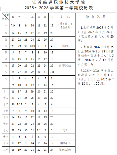 2026江苏航运职业技术学院寒假及开学时间