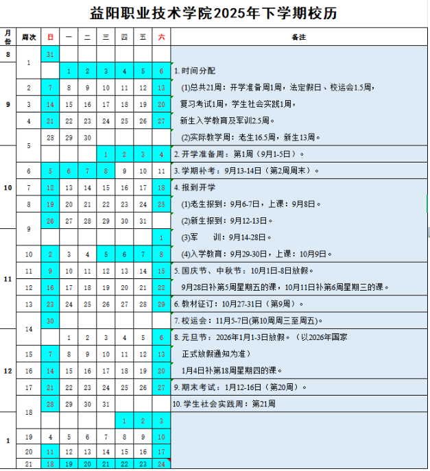 2026益阳职业技术学院寒假及开学时间