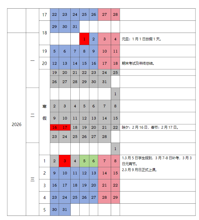 2026四川水利职业技术学院寒假放假时间及开学时间