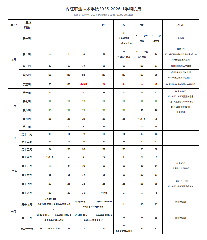 2026南充职业技术学院寒假放假时间及开学时间 2026南充职业技术学院寒假放假时间及开学时间