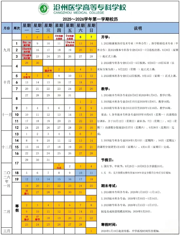 2026沧州医学高等专科学校寒假时间及开学时间 寒假什么时候放.png