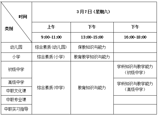 天津教资2026上半年笔试时间
